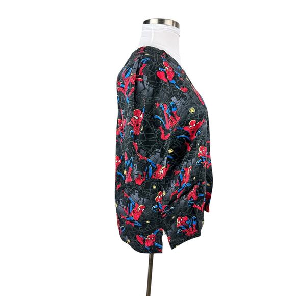 ✨2/$20 Marvel x Ultimate Spiderman Nurse CNA V-Neck Spider-Man Scrub Top Large - Picture 11 of 13
